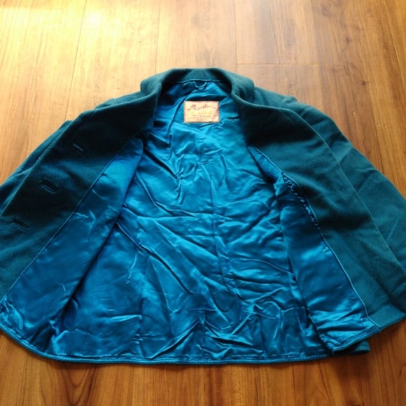 Vintage 60s Jacket 36"B Blue Green Spring Coat Blazer Made in Kowloon Hong Kong - Picture 5 of 10